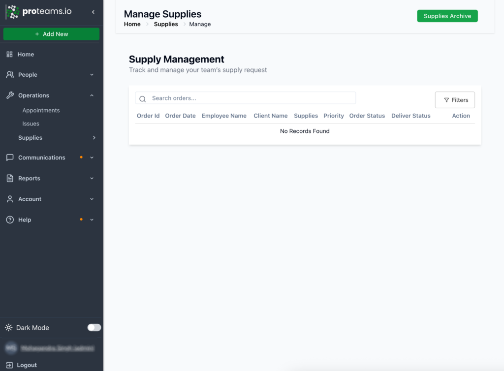 Manage Supplies